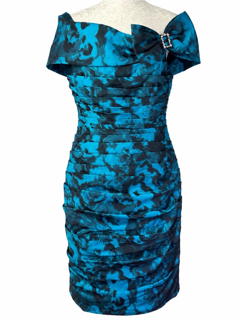 Teri Jon Rickie Freeman Floral Jacquard Off Shoulder Cocktail Dress Size 12